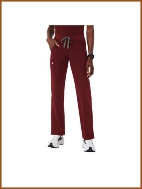 Straight Leg Cargo Scrub Pants Yoga Waist Drawstring Medical Workwear